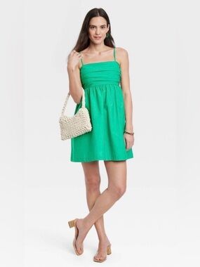 a new day Emerald Green Spaghetti-Strap mini Sundress women size small